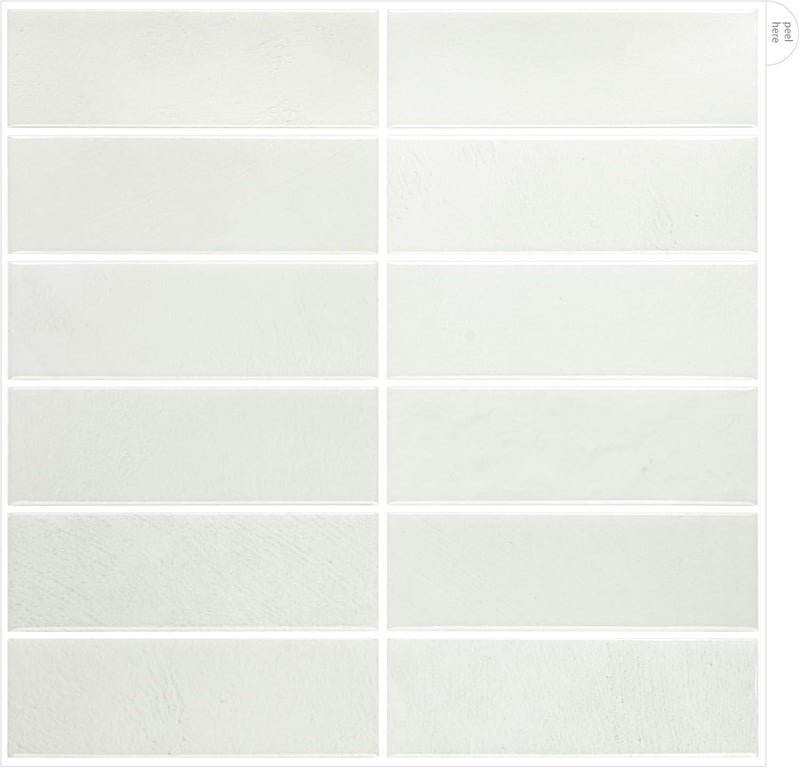 AdoDecor Peel and Stick Backsplash for Kitchen - New Upgrade 12" x 12" Large Premium Subway Tile, White 10-Sheet - Image 1